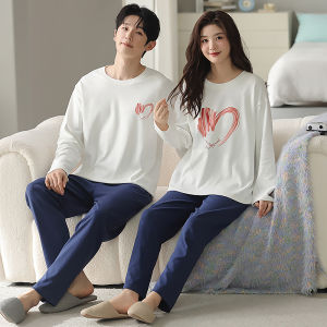 miiow | Couples Loose Fit Long Sleeve Sleepwear Cotton Home Clothes Womens Plus Size Cartoon Print Comfortable Spring Autumn Pajamas