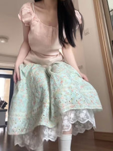 LANMENGYA | French Floral Slim Summer Skirt Green Dopamine Short Skirt