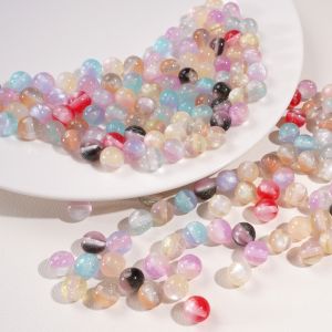 10mm 5pcs/bag Resin Round Beads Large Hole Pillar Loose Spacer Beads For DIY  Bracelet Necklace Earring Keychain Craft Jewelry Making Accessories