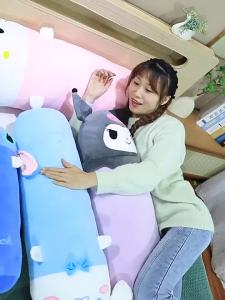 60CM/80CM Cute Long Kuromi Melody Sleeping Pillow Stuffed Toy Sanrio Doll Plush Toy Birthday Gift Anak Patung  Đồ chơi nhồi bông gối Kuromi Melody