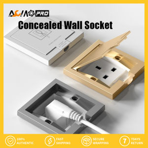 AumoPro 1PC 86Type Wall Hidden Socket Universal Outlet Socket Embedded 10A/16A Wall Socket Panel Electrical Socket with Cover - Waterproof Splashproof Adjustable Depth