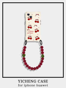 Cherry  13 Phone Case Chain Handheld Lanyard Butterfly Knot Soft Silicone Protective Cover for  Huawei Cute Korean Style