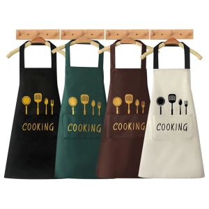 Wipeable Apron Oil-Proof Kitchen Apron BBQ Cooking Baking Apron with Big Pocket for Men Women