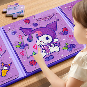 Uu Mouse Hello Kitty จigsaw แม่เหล็ก 3-6 ปี ของเล่นการศึกษาสำหรับเด็กผู้หญิง จigsaw แม่เหล็กพับได้ ช่วยเสริมสร้างสมอง