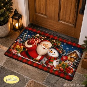 VIKAMA Ông Già Noel Người Tuyết Kẻ Sọc Chống Trơn Trượt Thảm Trải Sàn Trong Nhà Ngoài Trời Phong Cách Hiện Đại Thảm Trải Sàn Polyester Cho Nhà Bếp Phòng Ngủ Lối Vào