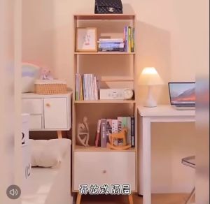 ชั้นวางหนังสือ แข็งแรง ชั้นเก็บของ ชั้นวางหนังสือ ชั้นวางไม้ ชั้นวางสีขาว ชั้นวางสีครีม