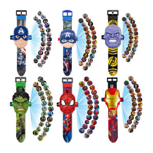 Disney Spiderman 24 Projection Watch Captain America Iron Man Toy Anime Hulk Digital Clock Student Wristwatches Childrens Gifts
