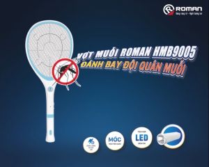 Vợt bắt muỗi Roman HMB9005/P tích hợp đèn Led pin sạc tháo rời
