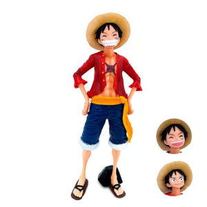 Bandai | Anime One Piece Figure Confident Smiley Luffy Three Form Face Changing Tide Play Ornaments Collection Model Doll Decoration Toys