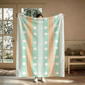 Potdemiel | Turquoise Peach Diamonds Ultra-Soft Fluffy Flannel Blanket Super Cozy Lightweight Bed Blanket for Halloween Sofa Bed Christmas