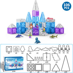 Educational Magnetic Tiles Castle Blue