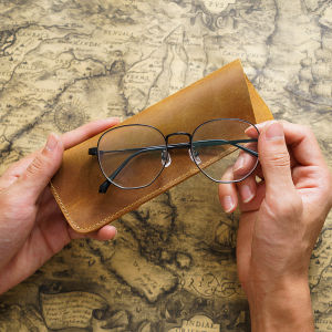 Crazy Horse Leather Simple Glasses Case Portable Myopia Reading Glasses Storage Bag
