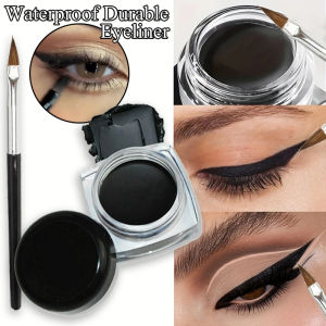 Black Eyeliner Cream Waterproof Beauty Cosmetics Long Lasting Eyeliner Gel Eyeshadow Makeup Tools with Brush Set Matte Eye Liner