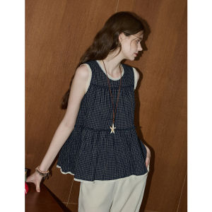 KUHNMARVIN | Áo Babydoll Không Tà Dáng Mùa Hè Với Viền Ren Gingham Bông