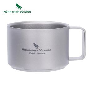 Cốc Cà Phê Hai Lớp Boundless Voyage Titanium Mini Camping Mug 100m Ti3085D - Bộ Đồ Ăn Ngoài Trời Có Tay Cầm Tròn