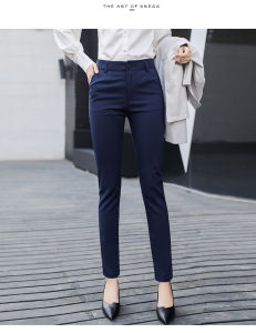 Quần Dài Công Sở Cạp Cao Thường Ngày Cho Nữ Mùa Xuân Thu Quần Dài Bó Sát Quần Tây Cạp Cao Quần Dài Cotton Polyester