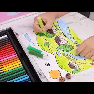 GU Crayon Set 145pcs Koper Aluminium Besi Krayon Pensil Warna 145 Pcs Box Alat Lukis Anak Koper Set