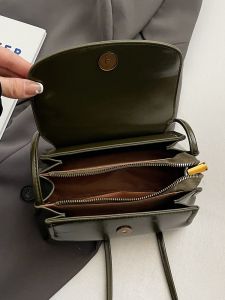 Casual Three-Layer Crossbody Bag Womens Fashion Versatile Small Bag Leisure Quality 2024 New Style Soft PU Solid Color