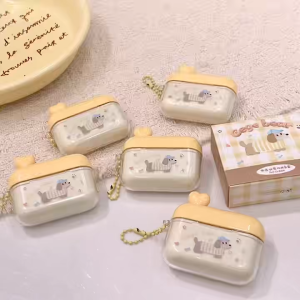 New Gege Bear Duliang velvet mist double spell lip cream 2in1. Yellow heart-shaped cap. Cute bear design. Lip gloss and lipstick. Portable case.