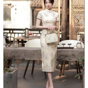 DSF Studio French cheongsam 2026 new temperament retro Chinese style long improved version young girl dress summer