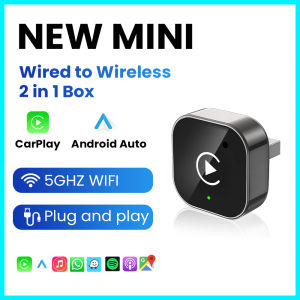 2in1 Wired to Wireless CarPlay Adapter Android Auto Wireless Adapter Plug & Play Bluetooth 5Ghz WiFi Type-C/USB For Audi Benz MG