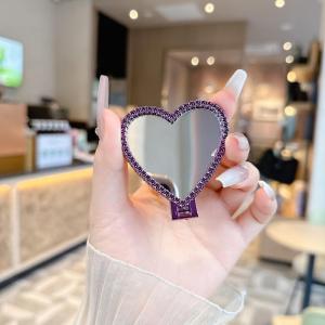 EELHOE | Cute Heart Mirror Sticker Type Foldable Phone Holder Portable Desktop Lazy Stand For Phone