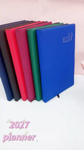 (On Hand)2027 Planner Soft Leather Board Notebook Diary Planner Monthly Weekly Daily Calendar Office A5