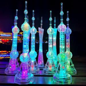 Guangzhou Tower Model Luminous Base Small Waist Oriental Pearl Tower Small Ornaments Miniature Model Creative Birthday Gift