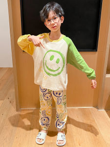 Pure Cotton Long Sleeve Childrens Sleepwear Set Cartoon Print Home Clothes for Boys Spring Autumn Seasonal Kids Pyjamas