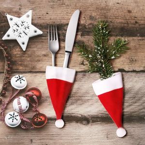 Mini Christmas Hat Christmas Cutlery Tableware Holders Mini Santa Hats for Silverware Holders Candy Covers Wine Bottl ✅✅✅✅✅✅**** PRINTING CUSTOM LOGO AVAILABLE *****✅✅✅✅✅✅