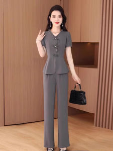 MAIMEI | Elegant Ice Silk Cotton Linen Womens Suit Set Summer 2025 New High-End Brand Fashionable Professional V-neck Long Sleeve