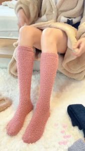 Tất len bông cổ cao lông cừu trơn tông màu pastel nhã nhặn chất siêu dày giữ ấm