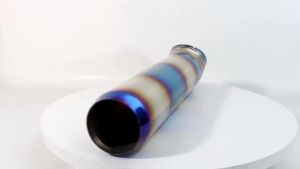 Universal Car Muffler Exhaust Pipe Bass Sound Long Car Exhaust Tail Pipes Auto Tail Muffler Tip Accessories Car Auto Exhaust Muffler Bass Sound Big Round Canister Burnt Blue Titanium Stainless Steel