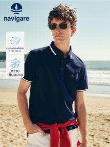 Navigare | Áo Thun Polo Tay Ngắn Form Regular Màu Xanh Navy Cổ Bẻ