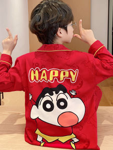 SHAPRA | Cotton Long Sleeve Red Cartoon Boys Pajama Set
