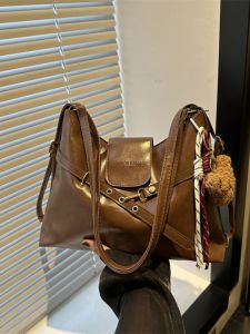 Commute Fashionable Retro Large Capacity Single Shoulder Crossbody Bag Lightweight Double Shoulder Backpack for Women 2024 New Model