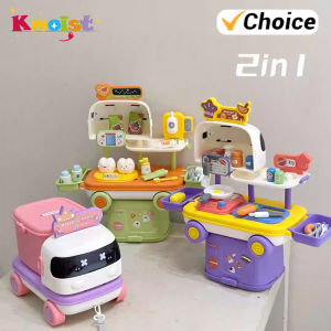 2 in 1 Funny Mini Trailer Kitchen Doctor Make up Pretend Play Toys Storage Cart Medical Table Doctor Toys Pretend Play Kids Gift