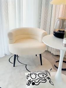 Modern Accent Chair Single Cuddly Sherpa Lazy Sofa for Living Room Bedroom Salon and Office Curved Design Backrest Comfortable Reading Couch Chair