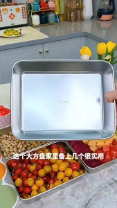 Hộp Inox Đựng Thực Phẩm 25cm Có Nắp Nhựa Đậy Trong Suốt Khay Chữ Nhật Có Nắp Đậy Size Lớn Đựng Đồ Ăn Nhà Bếp An Toàn