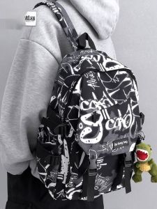 กระเป๋าเป้ผู้ชายความจุขนาดใหญ่สุดเท่ ลำลอง University นักเรียน Bookbag อินเทรนด์ กระเป๋าสะพายไหล่ไนลอนทนทานพร้อมช่องใส่คอมพิวเตอร์ กระเป๋าเสื้อ