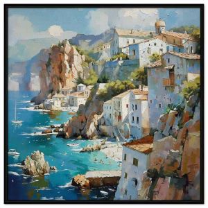 Tranh phong cảnh thành phố ven biển đảo đẹp tranh sơn dầu treo tường dán tường trang trí phòng khách.CGI-605