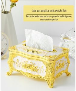 Kotak Tisu Mewah tuba Kotak Tisu Mawar Penyimpanan Desktop  Kotak handuk kertas tahan air  ruang tamu  kamar mandi