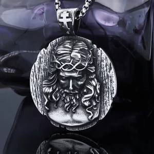 Hợp Thời Trang Nam Vintage Thép Không Gỉ Chúa Giêsu Mặt Dây Chuyền Vòng Cổ Chăn Cừu Thánh Gia Bùa Hộ Mệnh Cơ Đốc Giáo Trang Sức