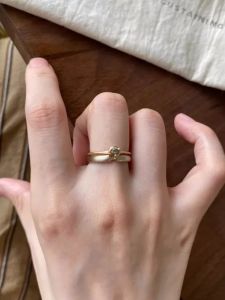 Srrmhyn Vintage Minimalist Womens Ring with Frosted Zircon Stackable Fashionable Design High Aesthetic Value Handmade Jewelry