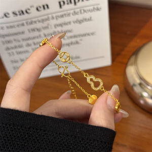 New Chinese Style 18K Gold Hollow Non-Fading Copper Coin Bracelet Women 2024 Luxury Minimalist Elegant Hand Jewelry