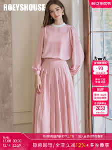Roeys House Gentle Pink French Style Set 2025 Autumn New Bubble Sleeve Shirt Pleated Skirt Two-Piece Set Soft Pastel Color