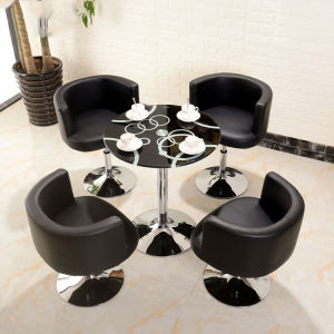 Modern Simple Glass Table And Chair Set for Tea Shop Casual round Coffee Table Tempered Glass Desk Home Outdoor Furniture