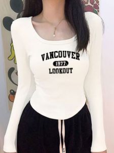 Áo Thun Cotton Dài Tay Ôm Vừa Vặn Cổ Chữ U Màu Trơn Cho Nữ Mùa Xuân Thu Thời Trang Áo Lót Bên Trong