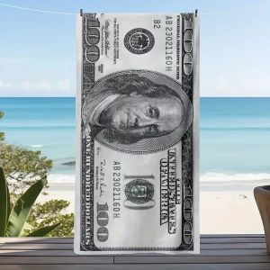 1 Pc Super Absorbent Microfiber Beach Towel with 100 Dollar Bill PrintC)-Lightweight and Quick Drying for Swimming Camping and