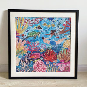 Modern Minimalist Square Puzzle Photo Frame 500 Pieces Solid Wood Frame round Art Painting Frame with White Edge Card Paper 1000 Pieces